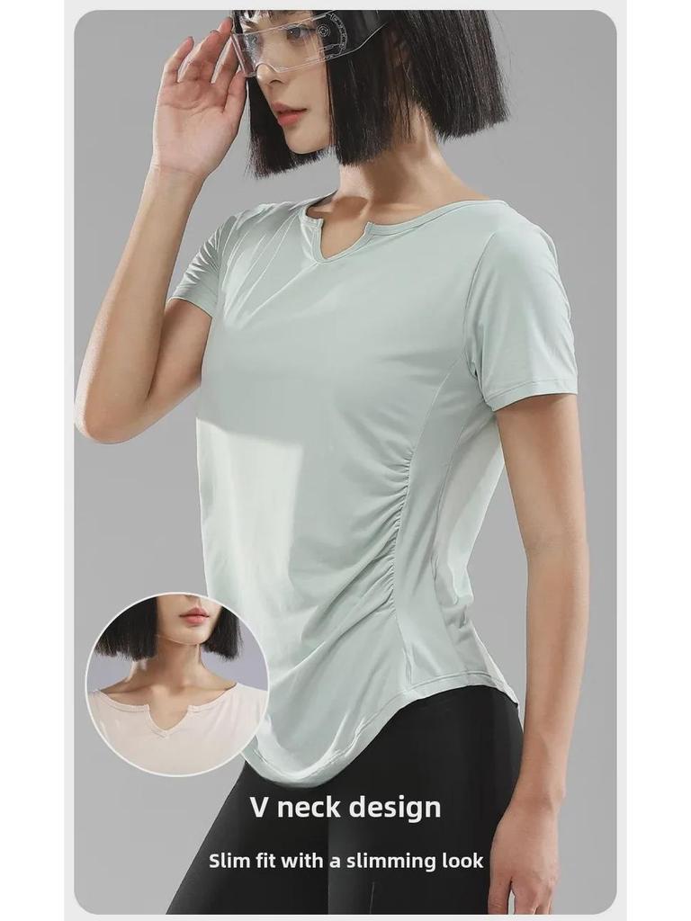 Женская облегающая футболка для йоги и фитнеса — пилатес, бег и прохладные утренние тренировки