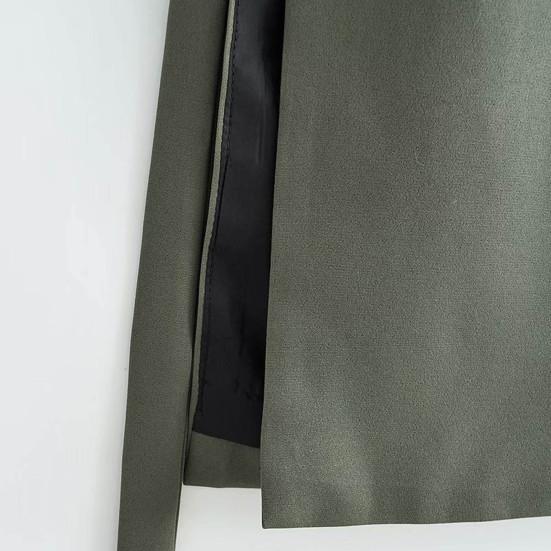 Women Vest Coat Turn-down Collar Sleeveless Loose Solid Color Single Button Cardigan Strap Decor Mid Length Commute Formal Suit Waistcoat