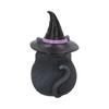 Resin Flying Broom Cat Small Broomstick Cat Creative Black Cat Witch Statue  Garden