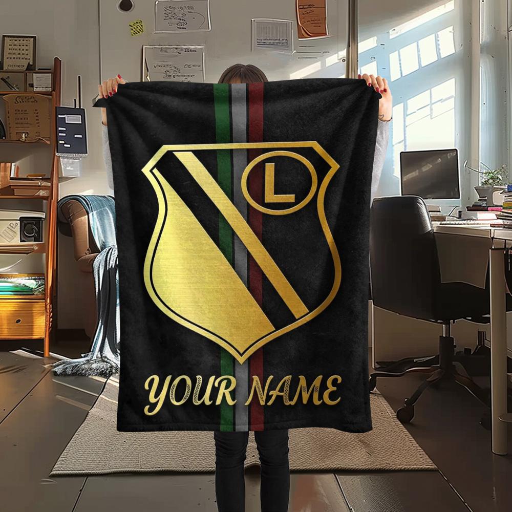1PC L Shield Crest Custom Name Patterned Flannel Blanket Suitable For All Seasons For Home Decor Warmth And Comfort Gifts Holiday Present