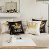 Crown Gold Printed Pillow Case Short Plush Black and White Two-color Home Sofa Cushion Cover Letter Pillow Cover