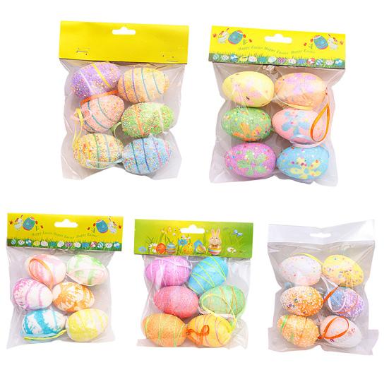 6Pcs/Set Hanging Decor Decorative Bright-colored Cute Attractive Beautiful Easter Egg Widget for Party