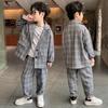 Plaid Blazer Suit Set for Boys - Korean Style Spring/Autumn Casual Outfit