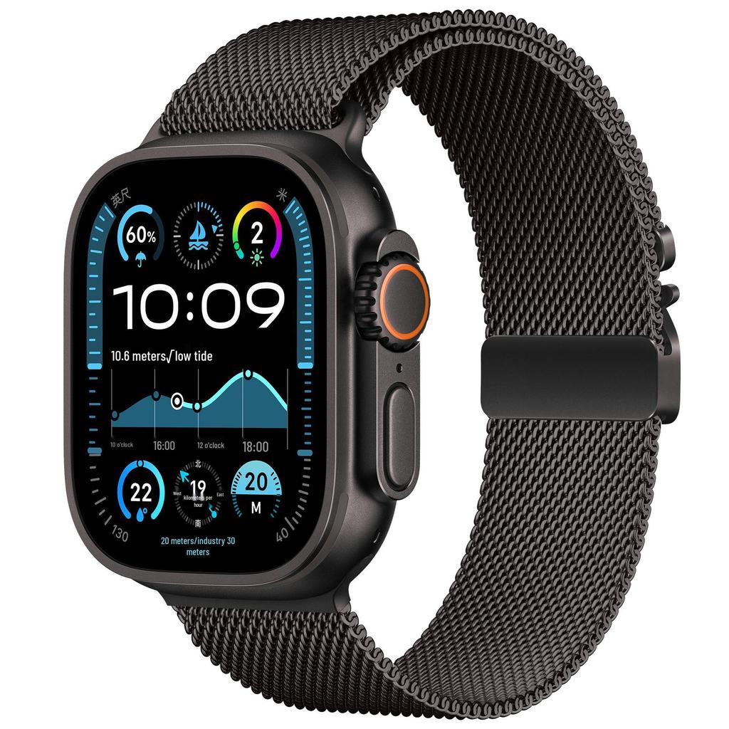 Совместимо с Apple Watch 11: Пряжка-парашют Миланский ремешок из нержавеющей стали, Металлический ремешок Ultra 3