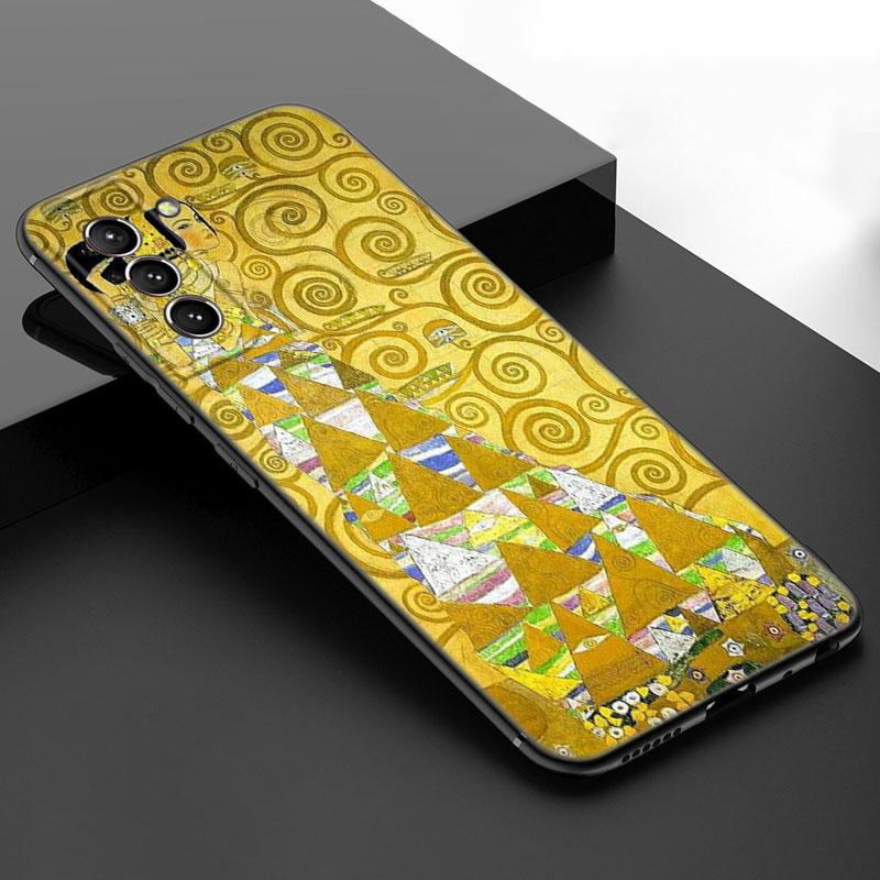 Арт Густав Климт Черный Силиконовый Чехол для Телефона для Samsung Galaxy S23 S21 S20 FE S24 S22 Ultra S10E S10 S9 S8 Plus