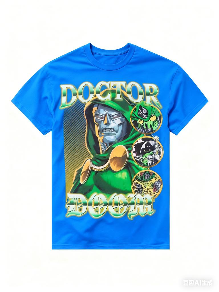 Genuine 2026 New Fantastic Four Dr. Doom Comic Print Plus Size Women's Fashion Short Sleeve Loose Sports T-Shirt