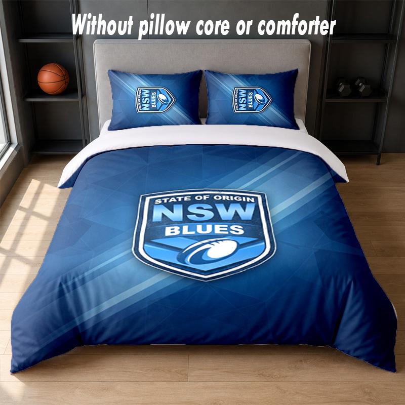 NSW Blues Design Bed Bedding Set 1 Duvet Cover + 2 Pillowcases Soft Breathable Household Bed Linens