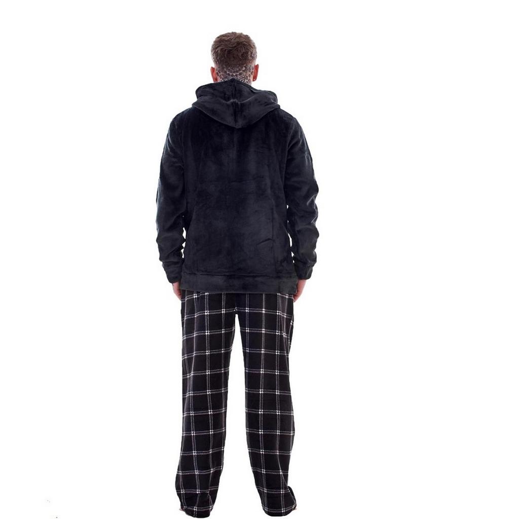 Keanu Mens Checked Zipped Long Pyjama Set