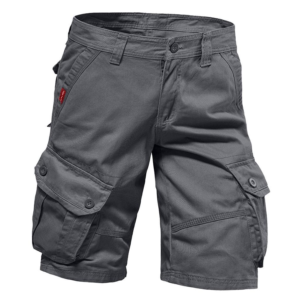Мужские летние шорты-карго с несколькими карманами. Мужские повседневные модные однотонные свободные шорты-карго.