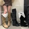Ботинки на меху, ретро ниша, маленькие длинные сапоги, французские женские сапоги, осенне-зимние универсальные сапоги в стиле вестерн, ковбойские сапоги, рыцарские сапоги
