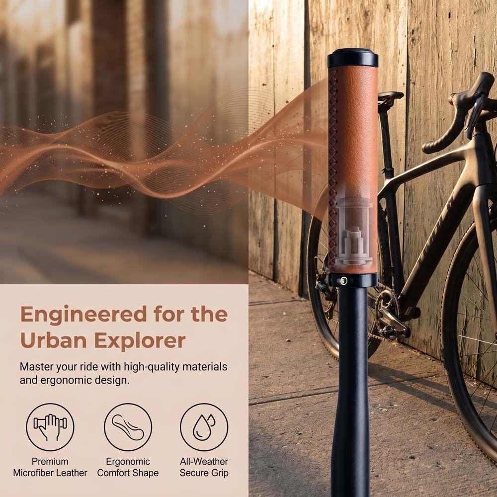 Leather Material Bike Leather Handle Cover Shock-absorbing Bike Cowhide Grip Bicycle Accessory