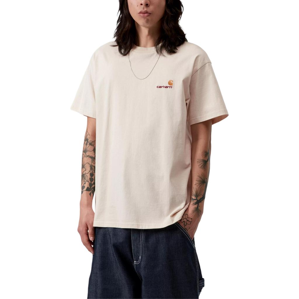 Carhartt WIP Мужская футболка с коротким рукавом American Script Натуральный Цвет Уличная одежда I029956-05-XX