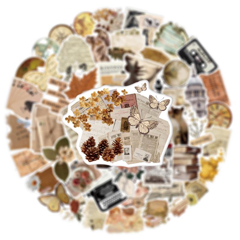 50pcs Retro Art Pattern Graffiti Stickers Loaded Fresh Small  Wind Girl Net Red Graffiti Waterproof Sunscreen Car Luggage Sticker