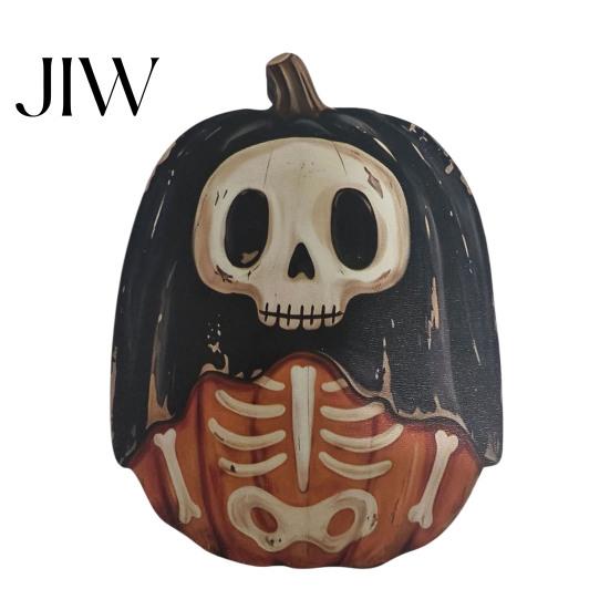 Premium Solid Wood Art Halloween Wooden Ornaments, Distressed Pumpkin/Cat Decorations, Desktop & Wall Durable Tabletop Decors for Autumn Harvest