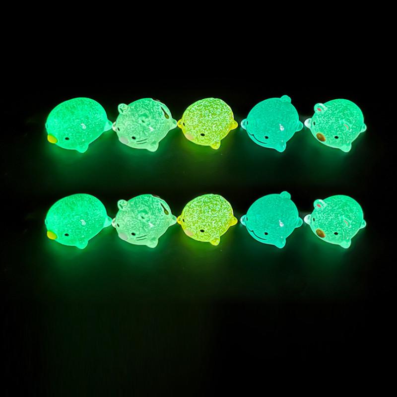 Cute Glow-in-the-dark Resin Animal Miniatures For Diy Micro Landscape Decor