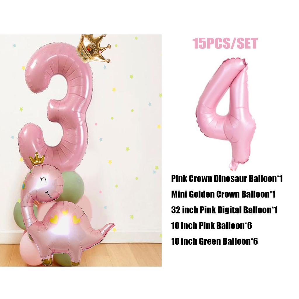Зеленый розовый воздушный шар с динозавром и 32-дюймовым воздушным шаром с номером для девочек-динозавров, сделай сам, украшения для дня рождения, поставки