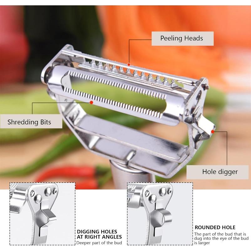 Многофункциональная соломорезка из нержавеющей стали, овощечистка, двойная терка для резки, кухонные принадлежности, инструменты для приготовления пищи