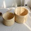 Handmade Straw Woven Basket With Lid Snack Cosmetics Organizer Storage Box Recovery Baskets Home Room Flower Basket
