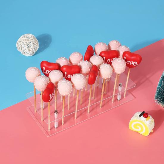 Acrylic Cake Pop Stand Clear Lollipop Display Holder with 21 Holes Reusable Dessert Display Rack for Home Kitchen Bakery
