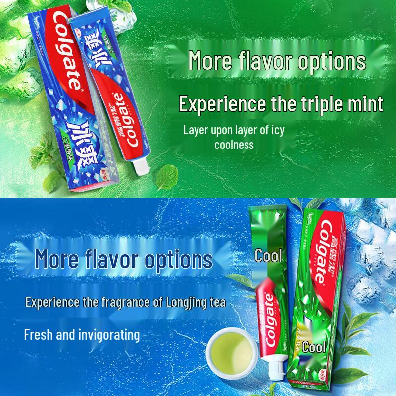 Colgate Icy Mint Toothpaste 3x180g & 6 Toothbrushes Set