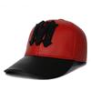 American TOP Pearl Rivet Shiny Word Genuine Leather Baseball Caps Men Women Red Hipsters Hip Hop Cap Male Hockey Snapback Hats
