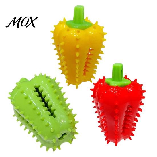 Interactive Dog Treat Dispenser Spiky Chili Chew Toy, Indestructible TPR Toys Rubber Toy for Teeth Cleaning, Mental Stimulation Slow Feeder