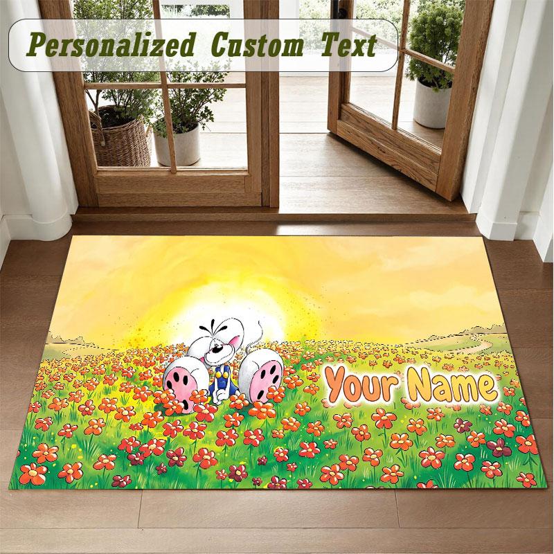 Crystal Velvet Square Rug Custom NameDiddl Pattern Non Slip Home Floor Decor Rug