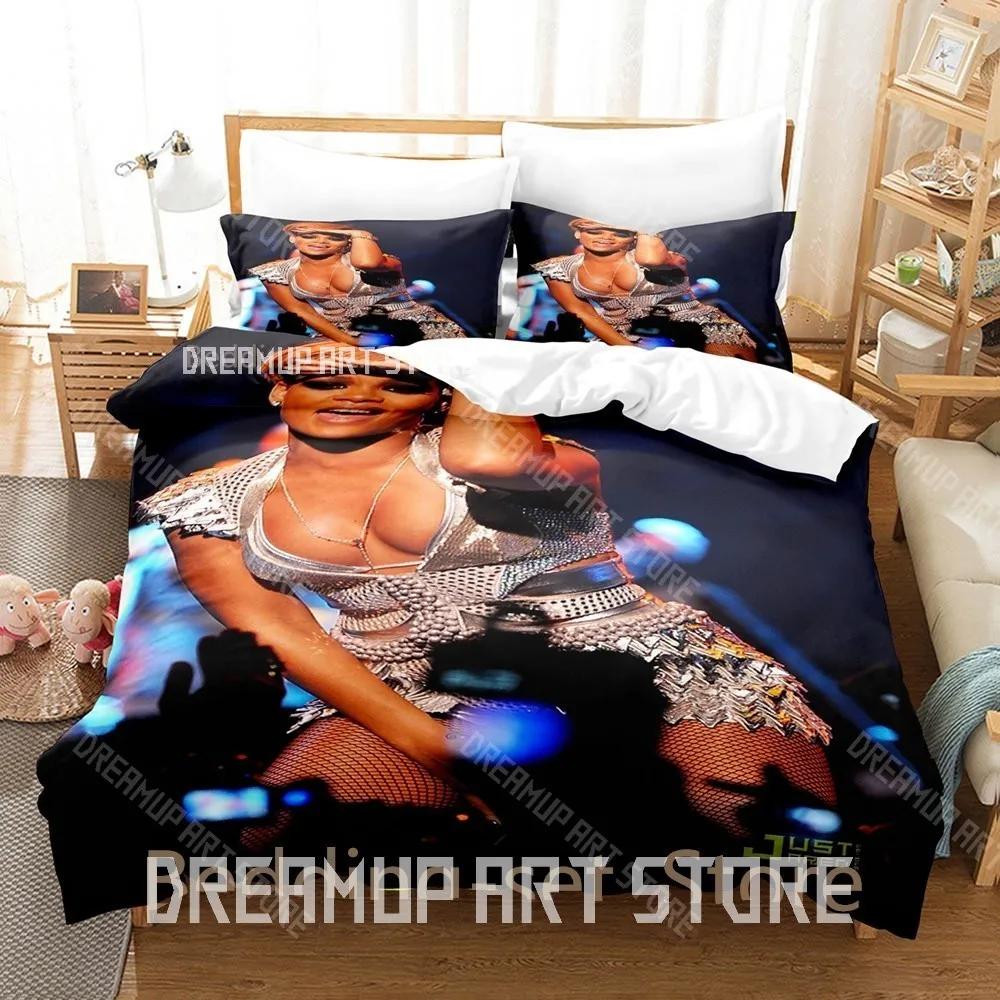3D Print Singer R-Rihanna Bedding Set Single Twin Full Queen King Size Bed Set Adult Bedroom Duvetcover Sets Anime Bed Shee