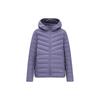 Однотонный повседневный пуховик с капюшоном и длинными рукавами на молнии, женская верхняя одежда Moran-Purple 162347903-3