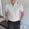 Men's Casual Slim Fit Knitted Polo Shirt - Breathable, Non-Iron, Fashionable Short-Sleeve for Summer