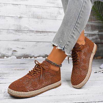 Мода 2025 Горячая Распродажа Женская Обувь На Шнуровке Женские Вулканизированные Туфли Мода Ажурные Новые Большие Размеры Повседневные Удобные На Плоской Подошве Низкий Каблук