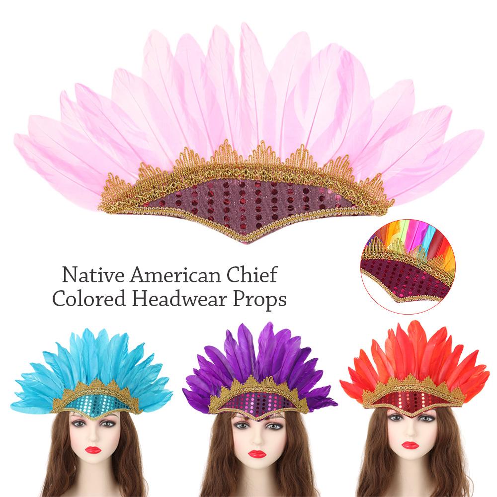 Headdress Carnival Costume Colored Headwear Fancy Dress Party Headpiece Headwear Feather Headdress