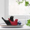 Creative Black and Red Glossy Ceramic Birds Figurines Home Decorations Accessories Party (Pack of 2, Black & Red)
