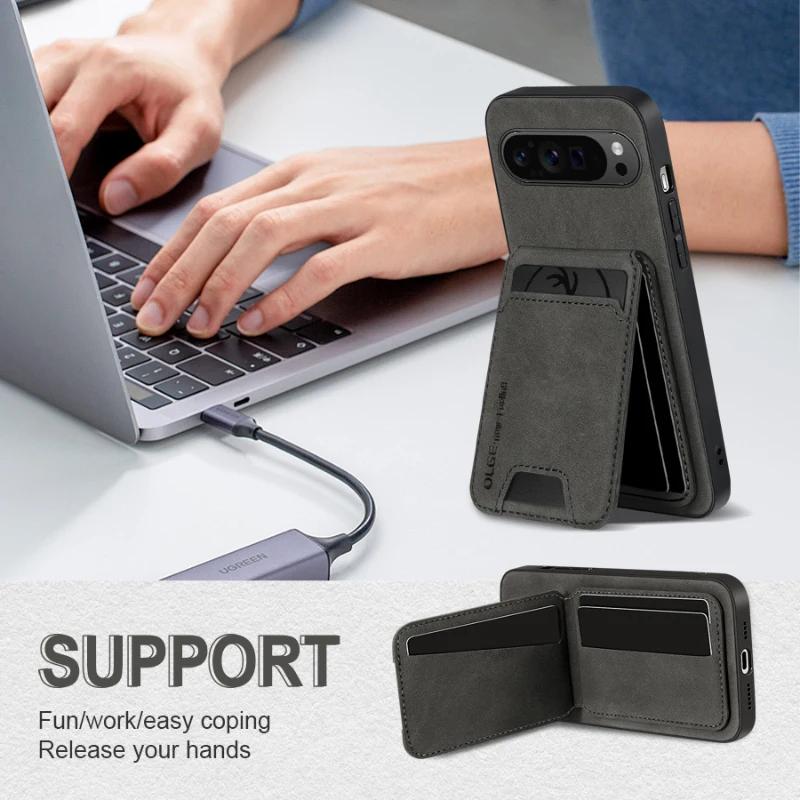 Новый мягкий TPU однотонный кожаный кошелек с отделением для карт, противоударный чехол для телефона Google Pixel 9 8 7 Pro XL 9A 8A 7A, задняя крышка