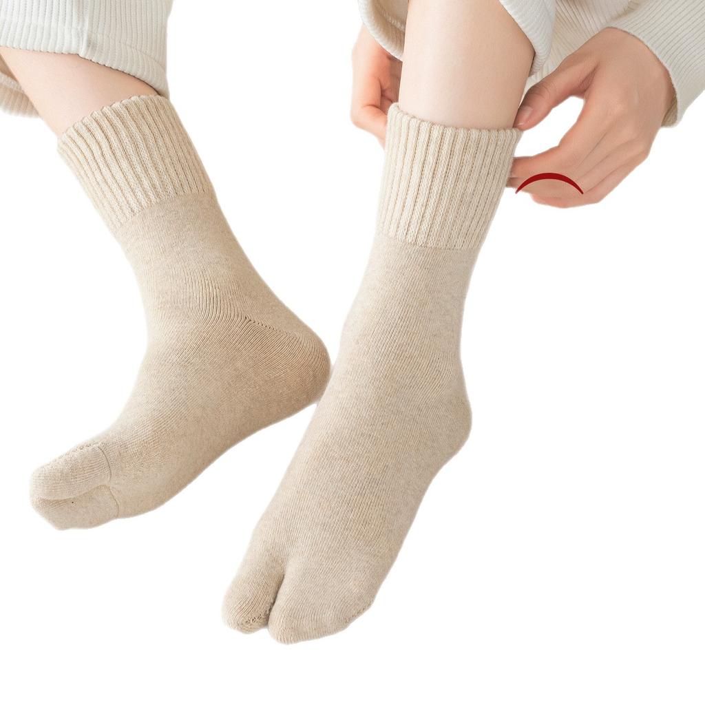 Two-toed Sock Children's Winter and Autumn Padded and Thickened Warm Extra-thick Thumb-separated Toe Socks Winter Long Socks