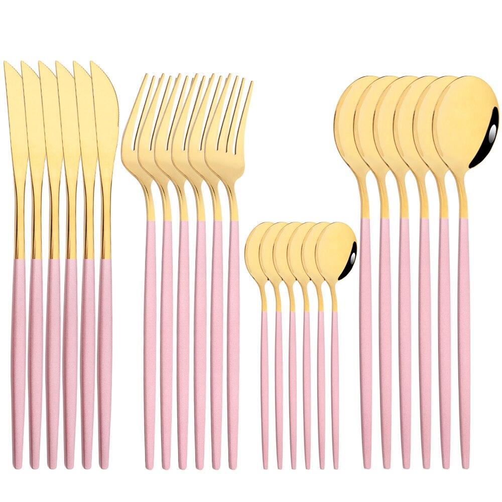 Mirror 24pcs Dinnerware Set Western Stainless Steel Cutlery Set Black Fork Spoon Silverware Set Knife Flatware Set Tableware Set