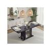 Table À Manger Extensible - MUVOE - Rectangulaire - Plateau En Marbre Noir - Rangement Intégré - 120-160 Cm