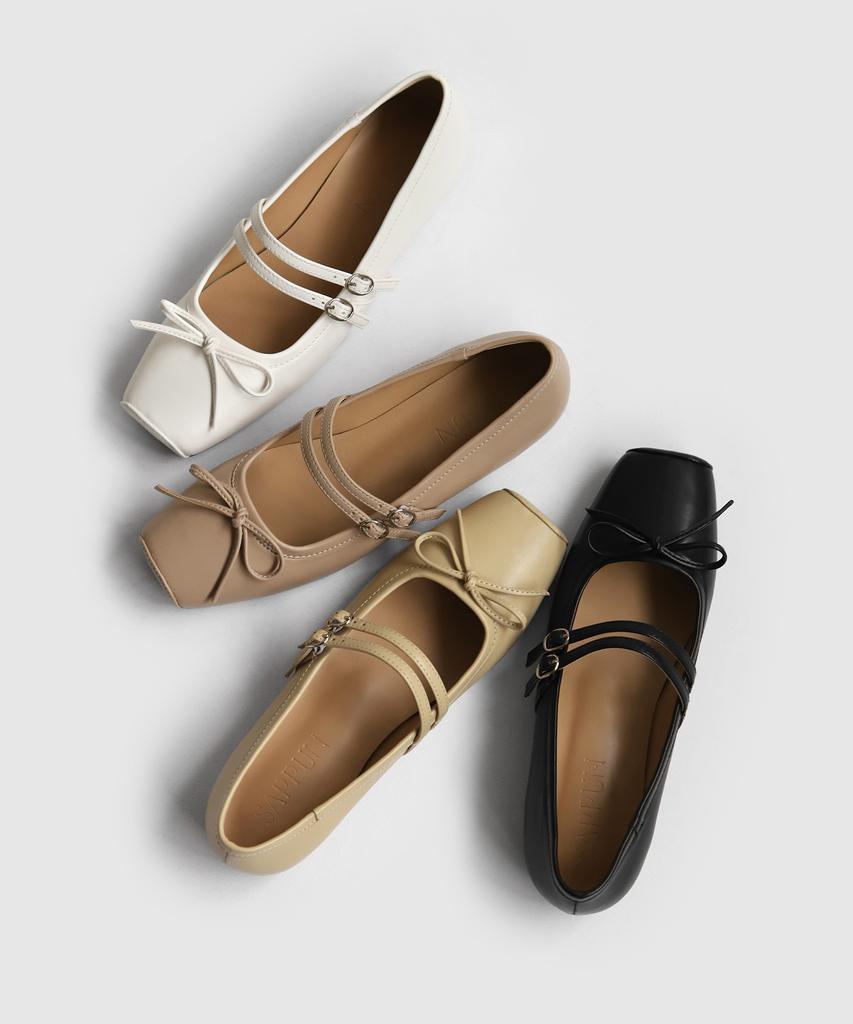 Туфли на плоской подошве Sappun Morie Ribbon Mary Jane (1см)