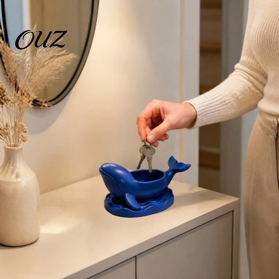 Whale Shaped Catchall Tray 3D Printed Storage Bowl, Ocean Theme Jewelry for Themed Home Decor Vanity, Multifunctional Desk Organizer Succulent