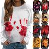 Women's Fashion Casual Long Sleeve Halloween Printed Round Neck Sweater Top