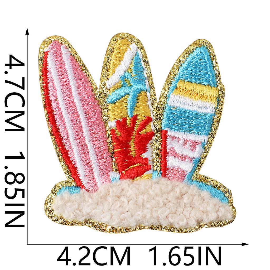Summer Beach Party Embroidery Cloth Sticker Greet Ironing Zhang Zai Swimsuit Wave Towel Embroidery Patch Sticker