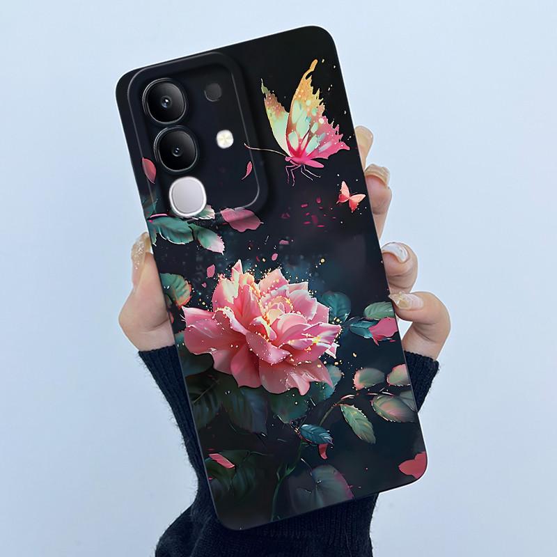Чехол для телефона Vivo Y29 4G Модный Минимализм Масляная Живопись Цветок Мягкий Жидкий Силикон Задняя Крышка Для Vivo Y 29 4G Fundas