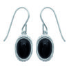 [L0480] - Silver Earrings 'Sappho' Black Silver White - 15x10 Mm