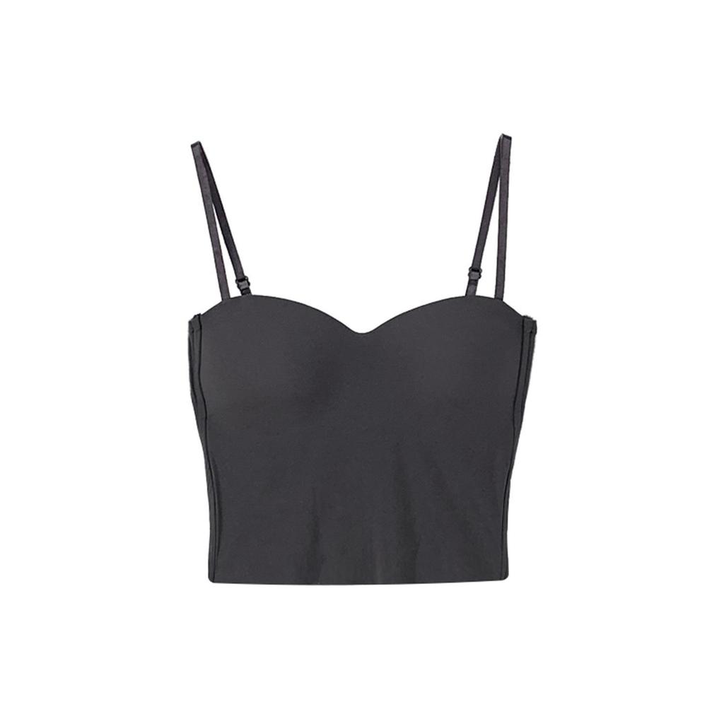 Women's Ice Silk Camisole with Fixed Cup Design - Stylish Outerwear Top