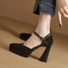 Women's Summer Footwear Stripper Shoes for Woman  Sandals Evening Platform Pointed Toe Super High Heel Block Chunky Heels