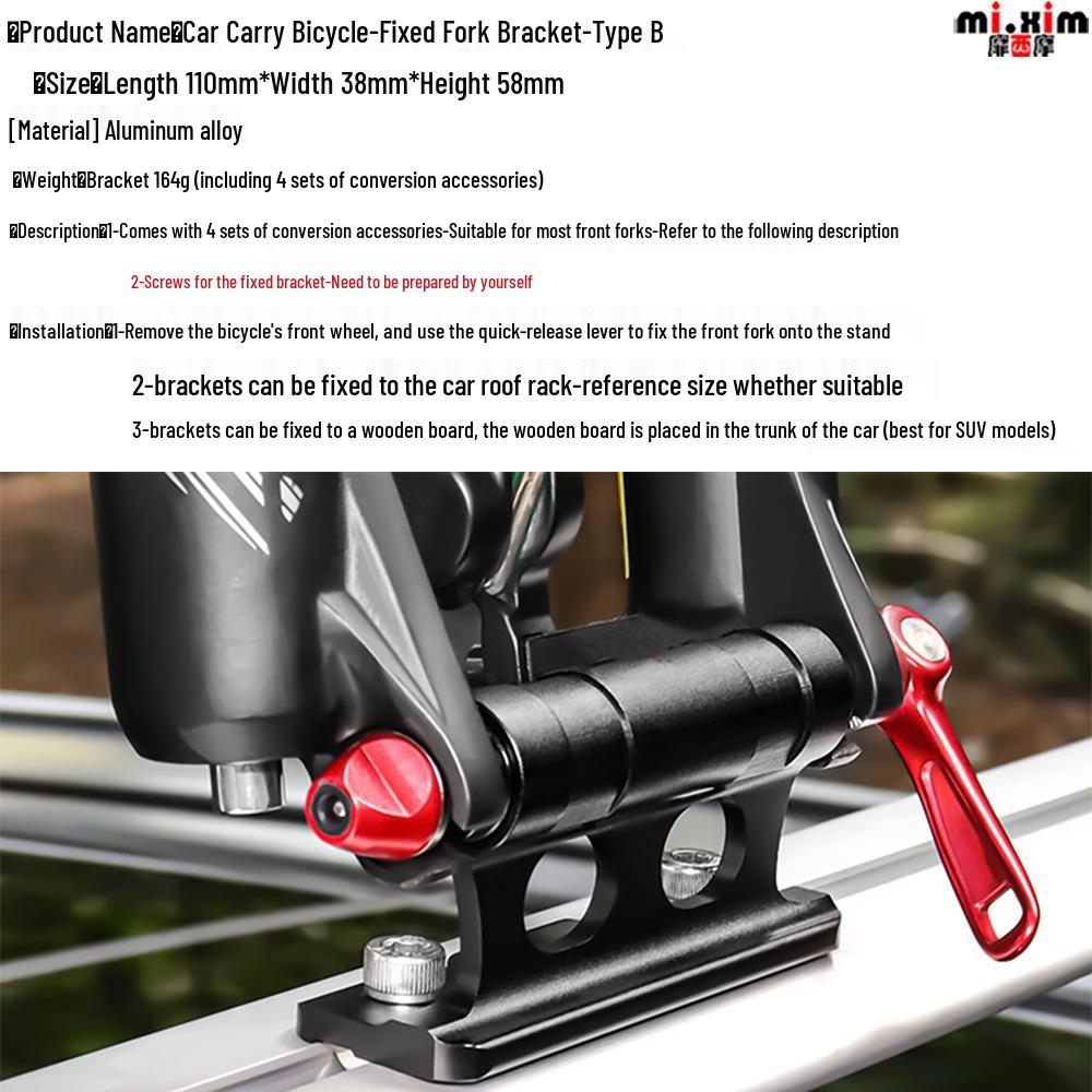Electric Car/Bicycle Roof & Front Fork Towing Rack with Quick Release Thru-Axle