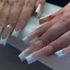 24 Extra Long Ballet White French False Nails with Flash Powder - 24 Pcs/box
