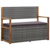 VidaXL Storage Bench 115 Cm Wicker and Acacia Wood Grey 46011