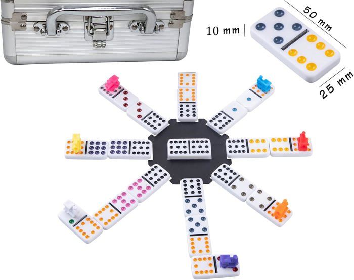 Домино «Мексиканский поезд» Longfield, двойные 12 деревянных обучающих игр, 91 камень