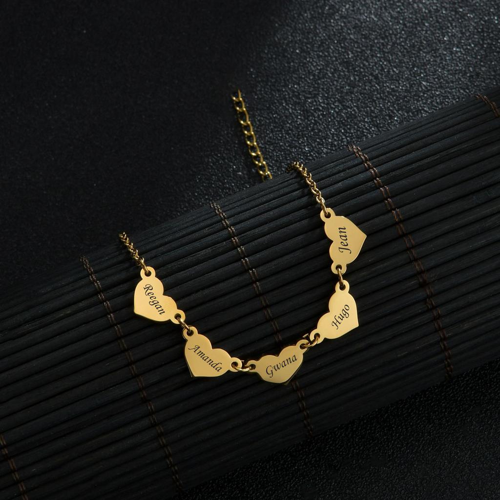 Sifisrri Customized Heart Family Name Bracelet For Women Men Stainless Steel Personalized Nameplate Gold Color Jewelry